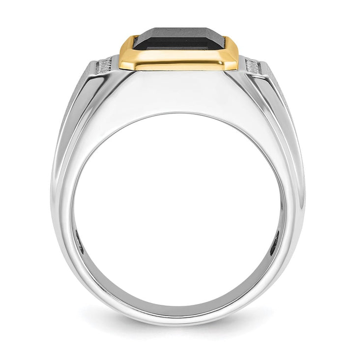 14k Two-Tone Gold IB Goodman Octagon Onyx Diamond Men's Ring