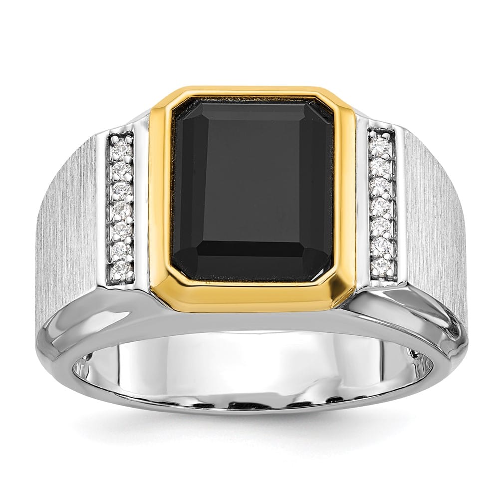 14k Two-Tone Gold IB Goodman Octagon Onyx Diamond Men's Ring