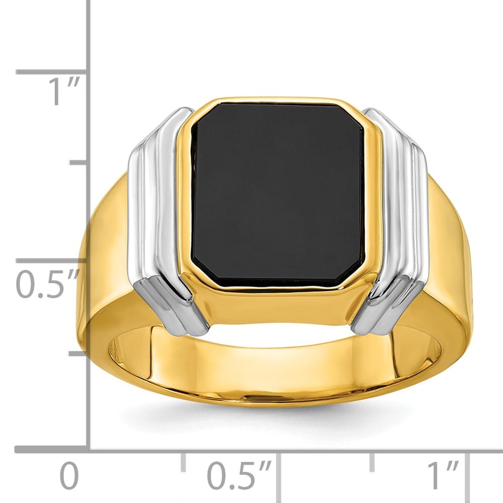 14k Two-Tone Gold IB Goodman Octagon Onyx Men's Ring