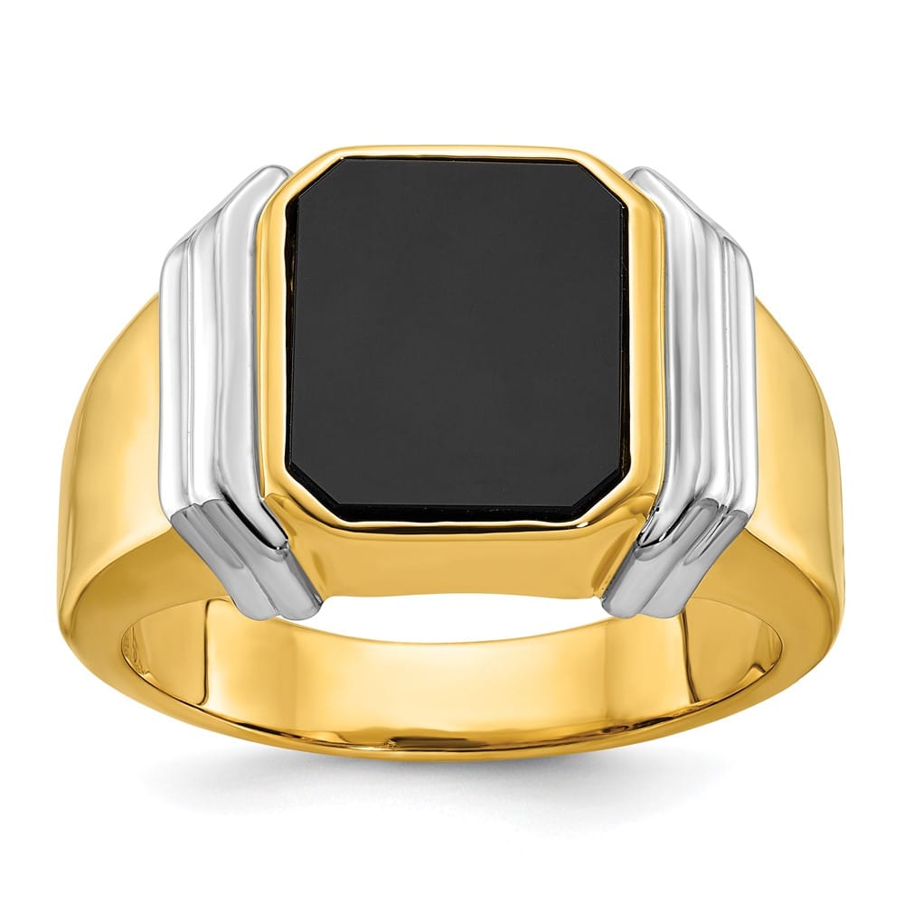 14k Two-Tone Gold IB Goodman Octagon Onyx Men's Ring