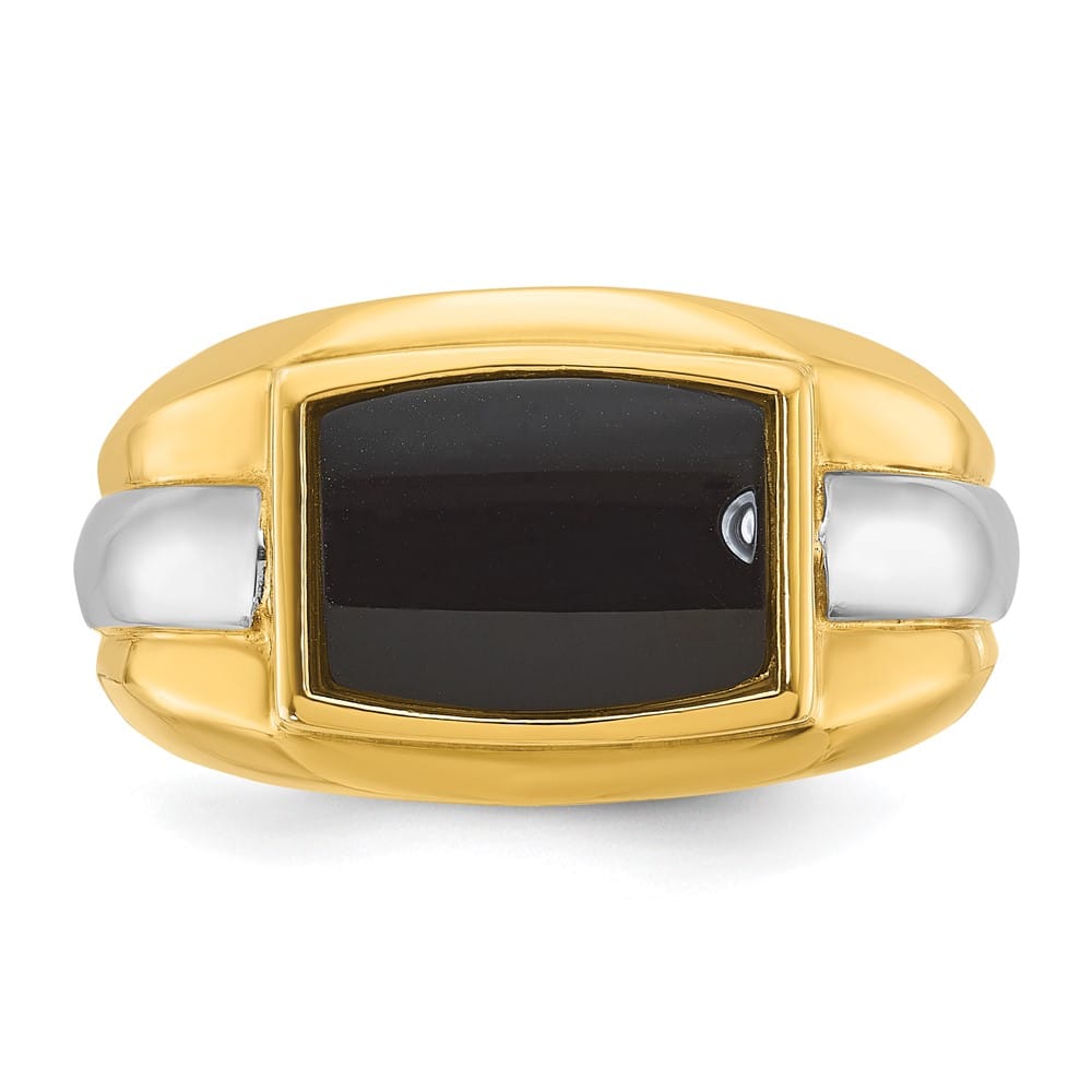 14k Two-Tone Gold IB Goodman Rectangle Onyx Men's Ring