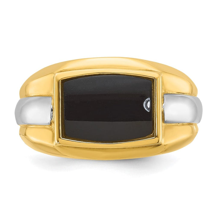 14k Two-Tone Gold IB Goodman Rectangle Onyx Men's Ring