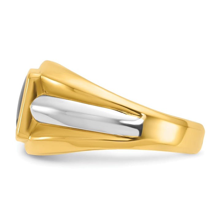 14k Two-Tone Gold IB Goodman Rectangle Onyx Men's Ring