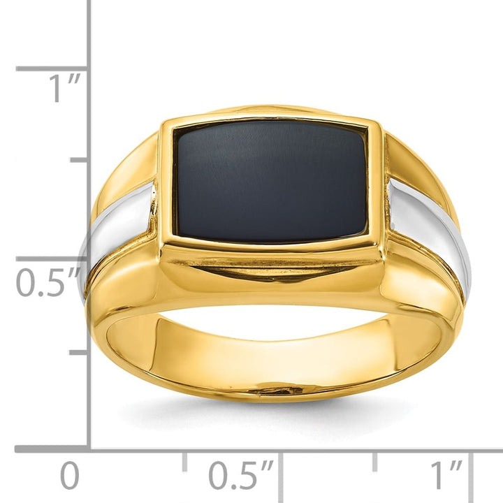 14k Two-Tone Gold IB Goodman Rectangle Onyx Men's Ring