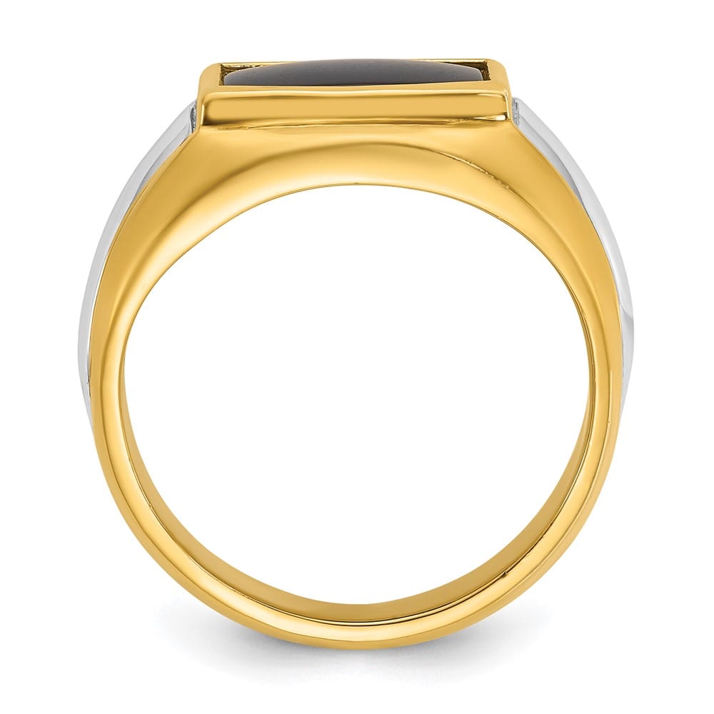 14k Two-Tone Gold IB Goodman Rectangle Onyx Men's Ring