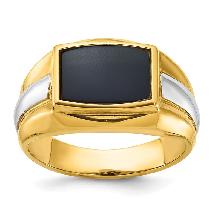 14k Two-Tone Gold IB Goodman Rectangle Onyx Men's Ring