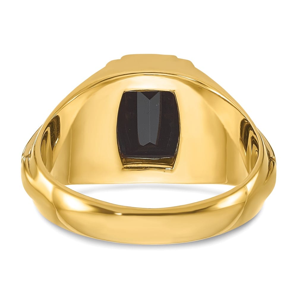 14k Two-Tone Gold IB Goodman Satin Barrel Onyx Diamond Men's Ring