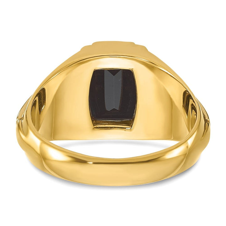 14k Two-Tone Gold IB Goodman Satin Barrel Onyx Diamond Men's Ring