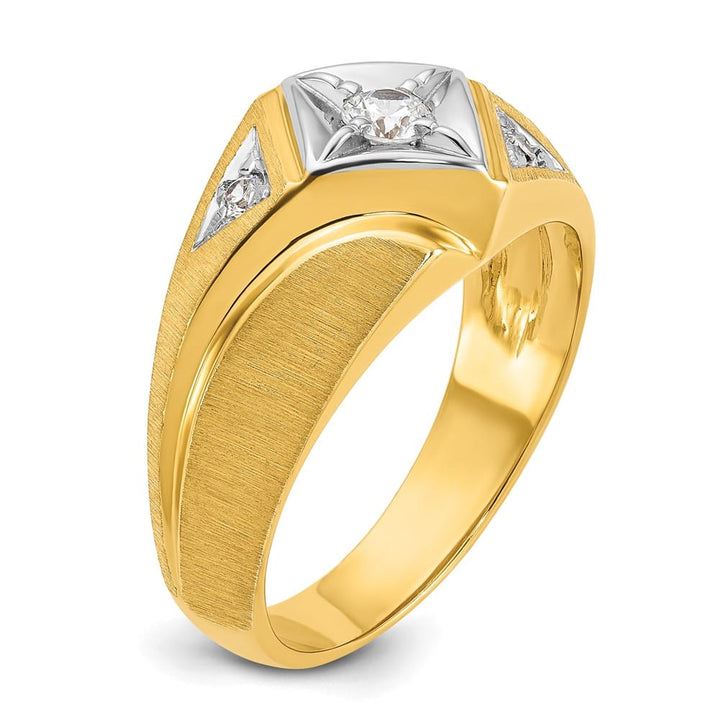 14k Two-Tone Gold IB Goodman Satin Diamond Men's Ring