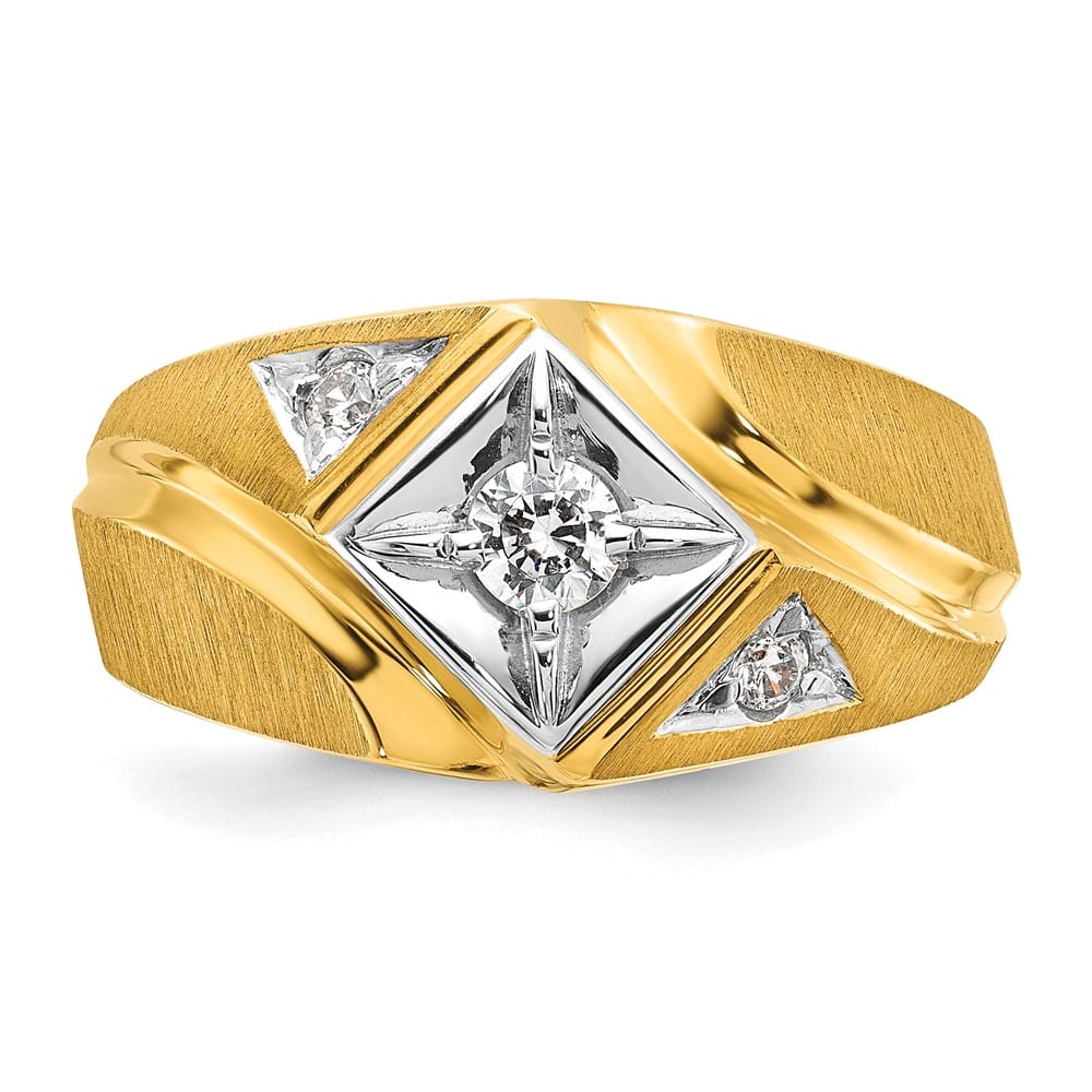 14k Two-Tone Gold IB Goodman Satin Diamond Men's Ring