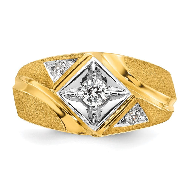 14k Two-Tone Gold IB Goodman Satin Diamond Men's Ring