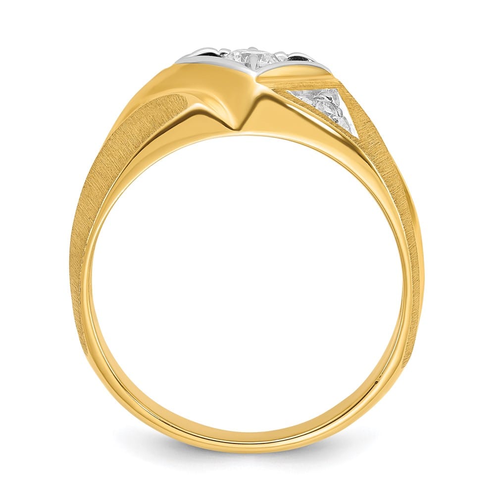 14k Two-Tone Gold IB Goodman Satin Diamond Men's Ring