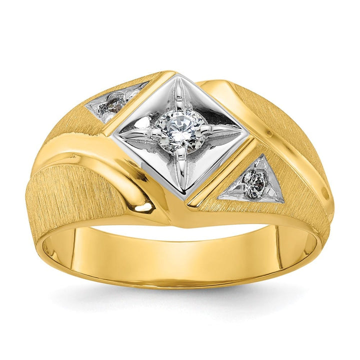 14k Two-Tone Gold IB Goodman Satin Diamond Men's Ring