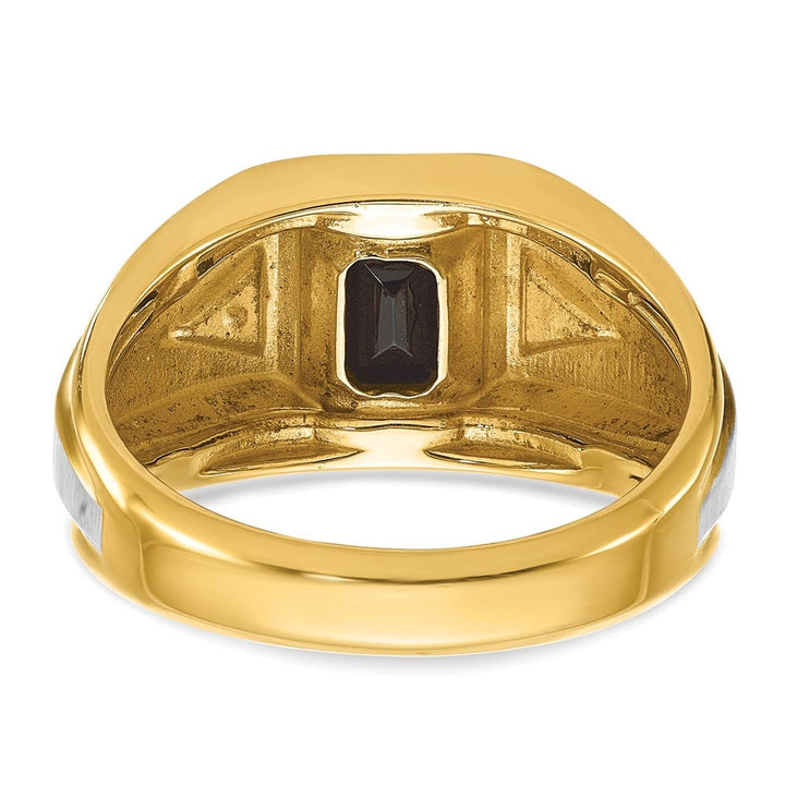 14k Two-Tone Gold IB Goodman Satin Octagon Onyx Diamond Men's Ring