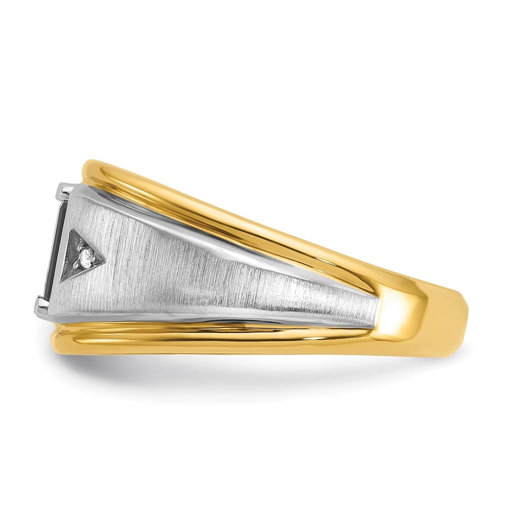 14k Two-Tone Gold IB Goodman Satin Octagon Onyx Diamond Men's Ring