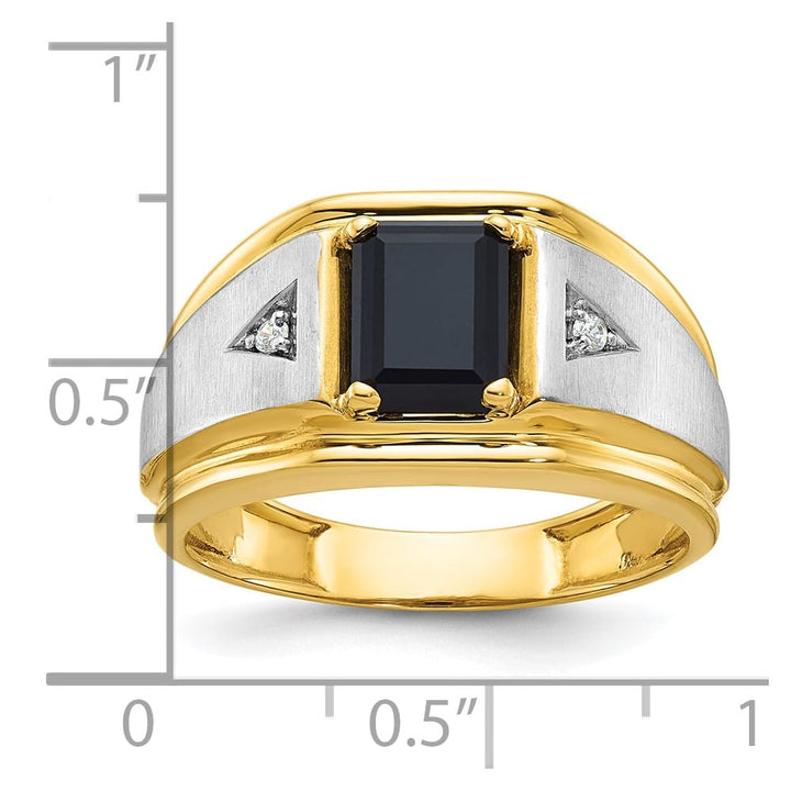14k Two-Tone Gold IB Goodman Satin Octagon Onyx Diamond Men's Ring