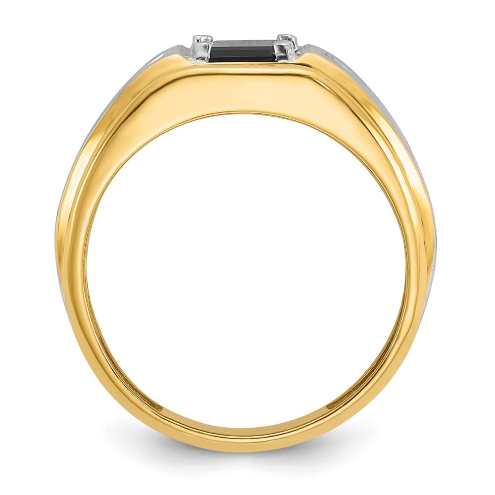 14k Two-Tone Gold IB Goodman Satin Octagon Onyx Diamond Men's Ring