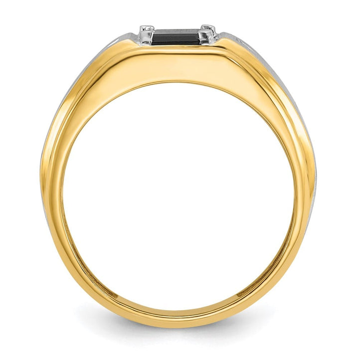 14k Two-Tone Gold IB Goodman Satin Octagon Onyx Diamond Men's Ring