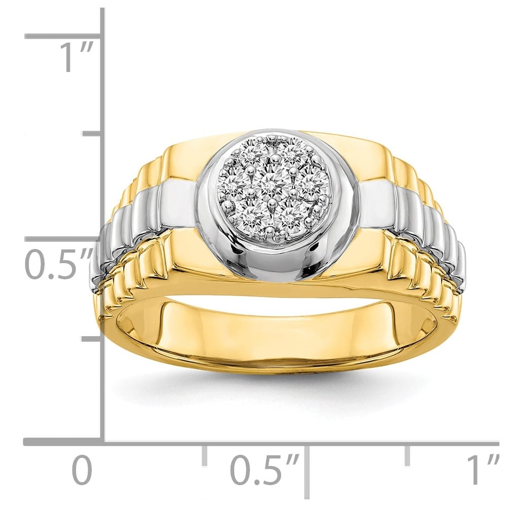 14k Two-Tone Gold IB Goodman SI2/SI3 Diamond Cluster Men's Ring
