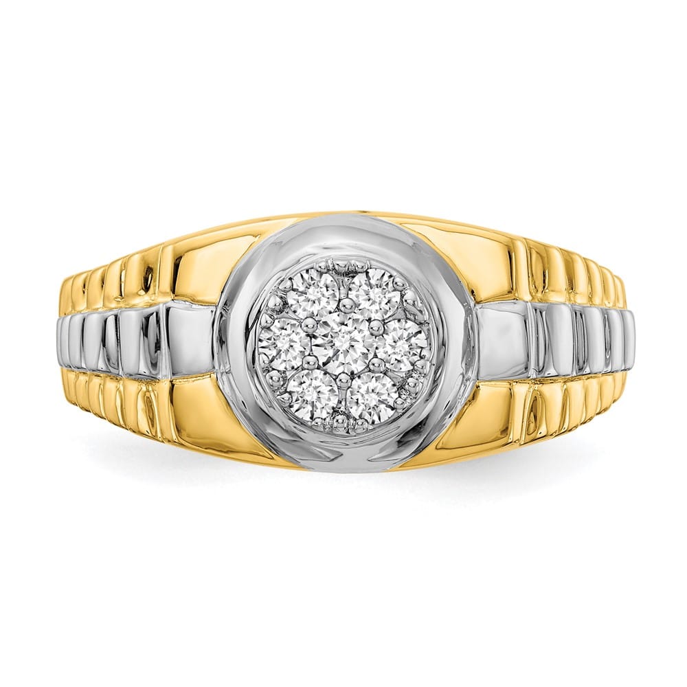 14k Two-Tone Gold IB Goodman SI2/SI3 Diamond Cluster Men's Ring