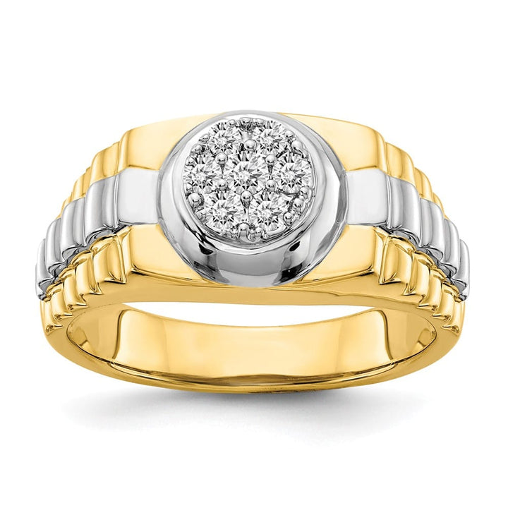 14k Two-Tone Gold IB Goodman SI2/SI3 Diamond Cluster Men's Ring