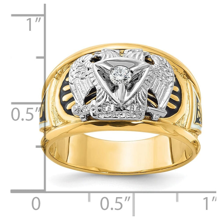 14k Two-Tone Gold IB Goodman with Black and White 32nd Degree Ring