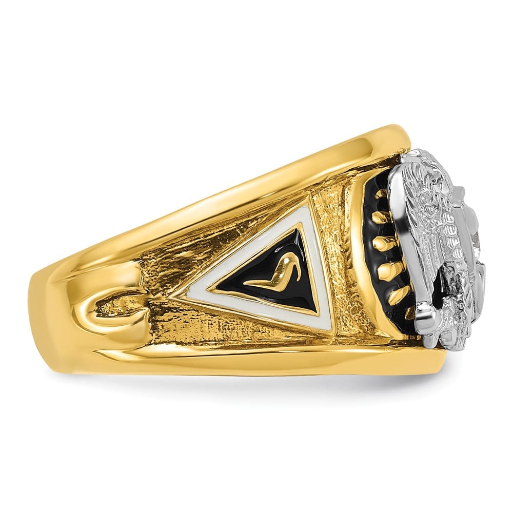 14k Two-Tone Gold IB Goodman with Black and White 32nd Degree Ring
