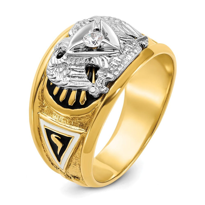 14k Two-Tone Gold IB Goodman with Black and White 32nd Degree Ring
