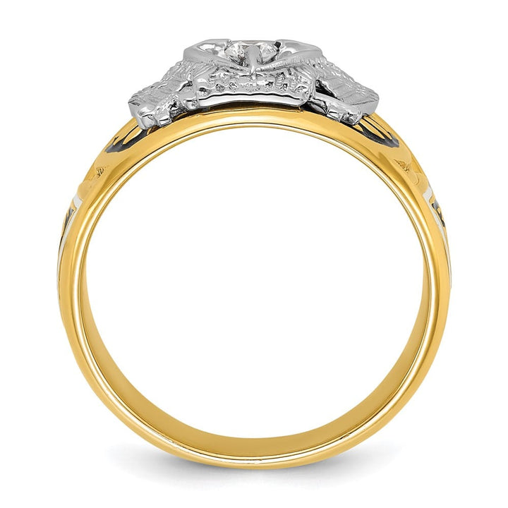 14k Two-Tone Gold IB Goodman with Black and White 32nd Degree Ring