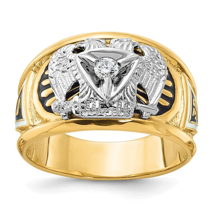 14k Two-Tone Gold IB Goodman with Black and White 32nd Degree Ring