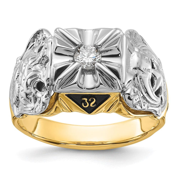 14k Two-Tone Gold IB Goodman with Black Enamel and I1 Masonic Ring