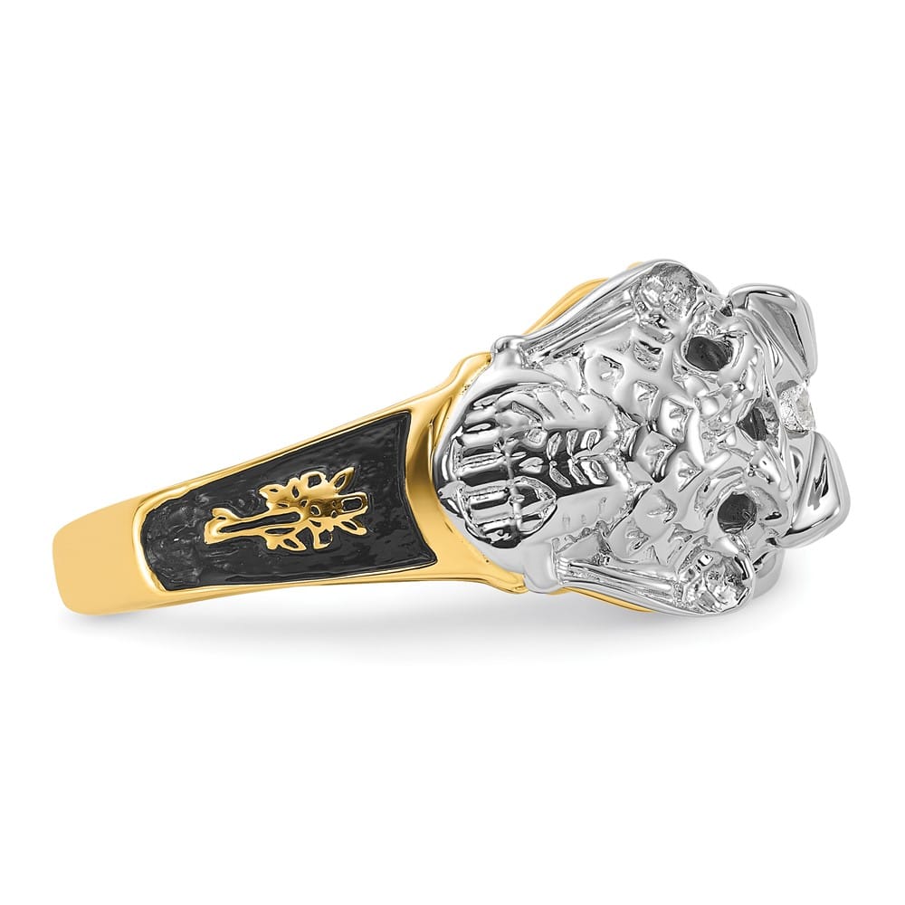 14k Two-Tone Gold IB Goodman with Black Enamel and I2 Masonic Ring