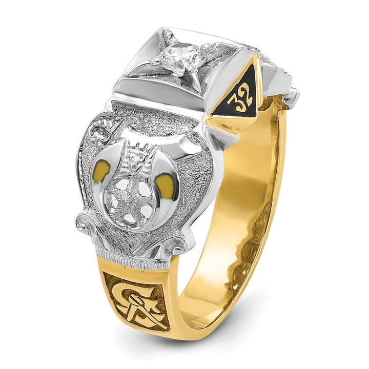 14k Two-Tone Gold IB Goodman with Black Enamel and Men's Masonic Ring