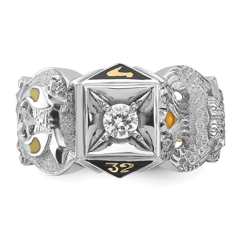 14k Two-Tone Gold IB Goodman with Black Enamel and Men's Masonic Ring
