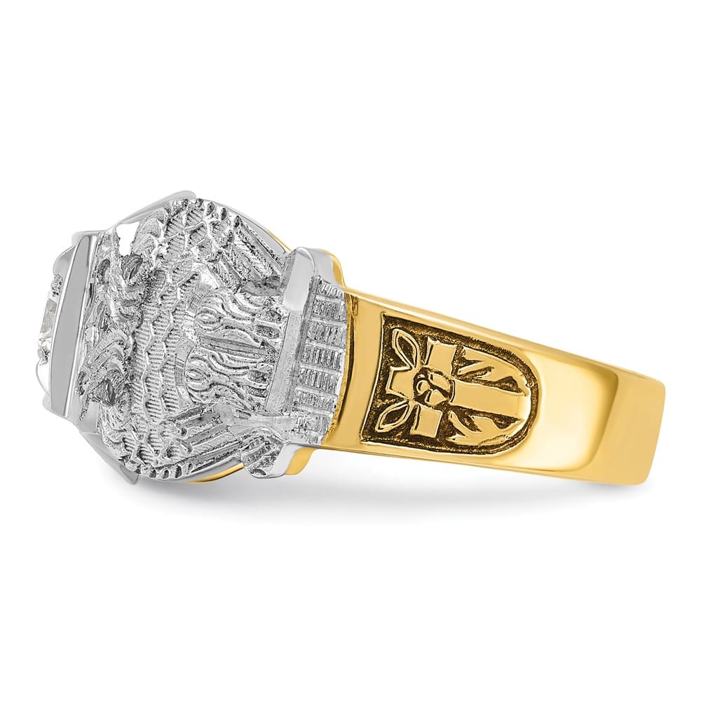 14k Two-Tone Gold IB Goodman with Black Enamel and Men's Masonic Ring