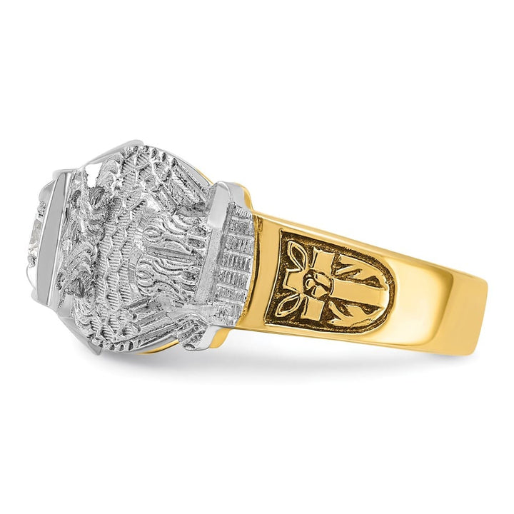 14k Two-Tone Gold IB Goodman with Black Enamel and Men's Masonic Ring