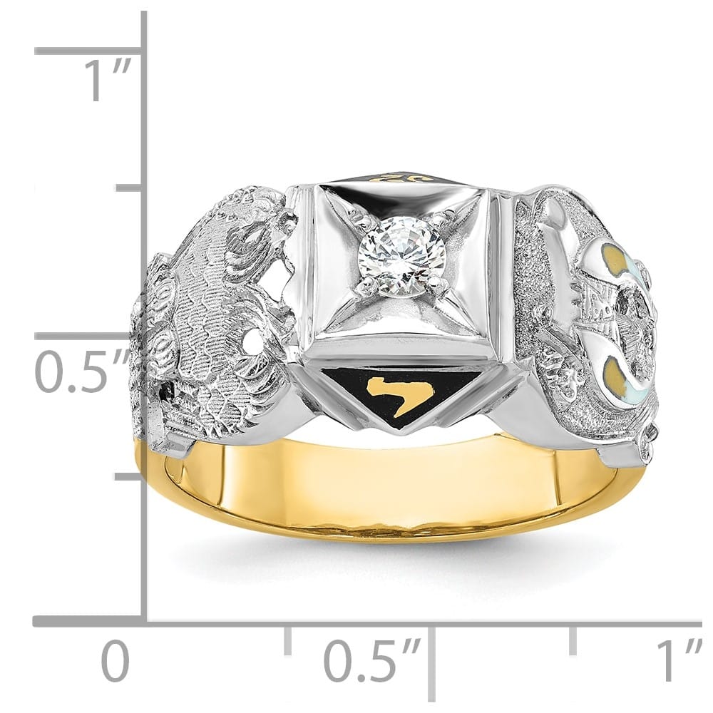14k Two-Tone Gold IB Goodman with Black Enamel and Men's Masonic Ring