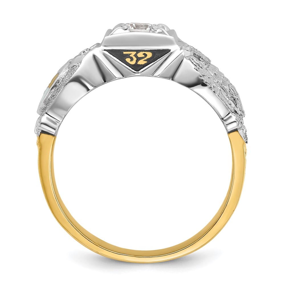 14k Two-Tone Gold IB Goodman with Black Enamel and Men's Masonic Ring