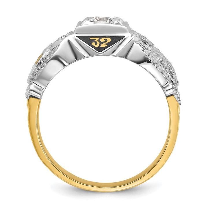 14k Two-Tone Gold IB Goodman with Black Enamel and Men's Masonic Ring