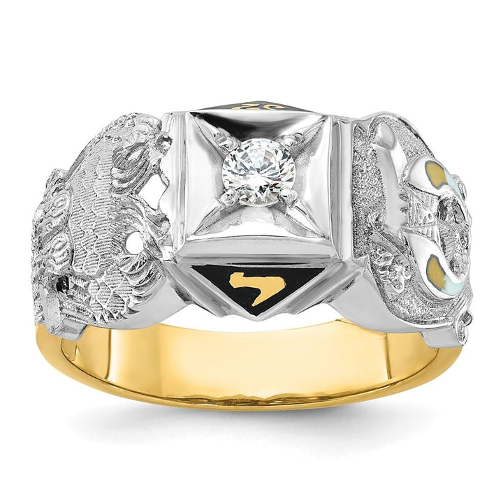 14k Two-Tone Gold IB Goodman with Black Enamel and Men's Masonic Ring