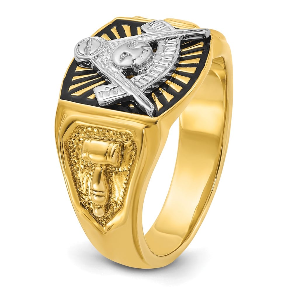 14k Two-Tone Gold IB Goodman with Black Enamel Past Master Men's Ring Stock Size 10 Ring Are Refundable