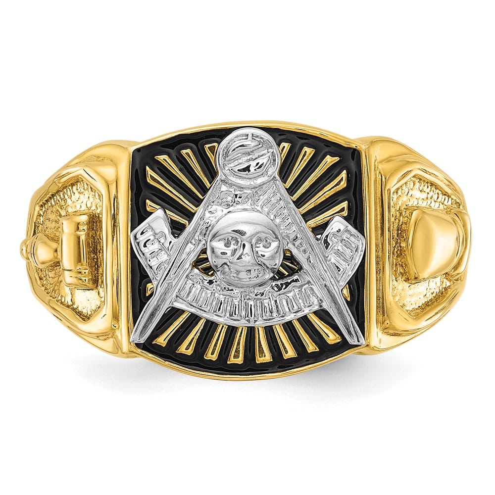 14k Two-Tone Gold IB Goodman with Black Enamel Past Master Men's Ring Stock Size 10 Ring Are Refundable
