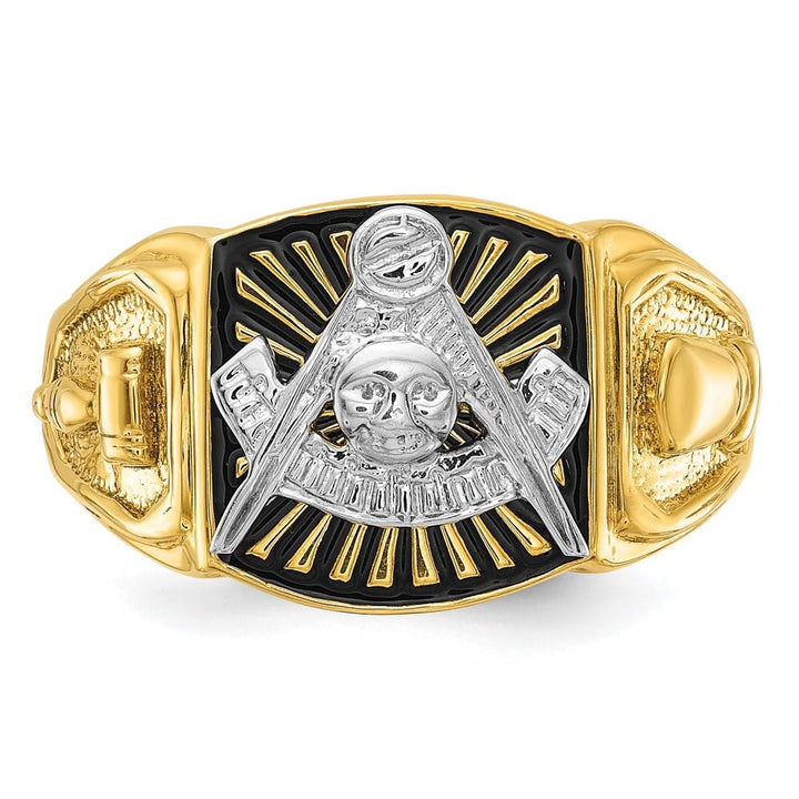 14k Two-Tone Gold IB Goodman with Black Enamel Past Master Men's Ring Stock Size 10 Ring Are Refundable