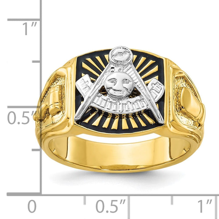 14k Two-Tone Gold IB Goodman with Black Enamel Past Master Men's Ring Stock Size 10 Ring Are Refundable