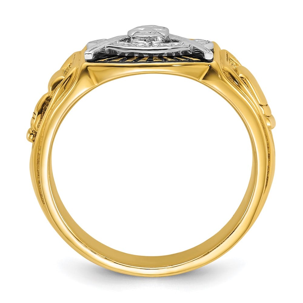 14k Two-Tone Gold IB Goodman with Black Enamel Past Master Men's Ring Stock Size 10 Ring Are Refundable
