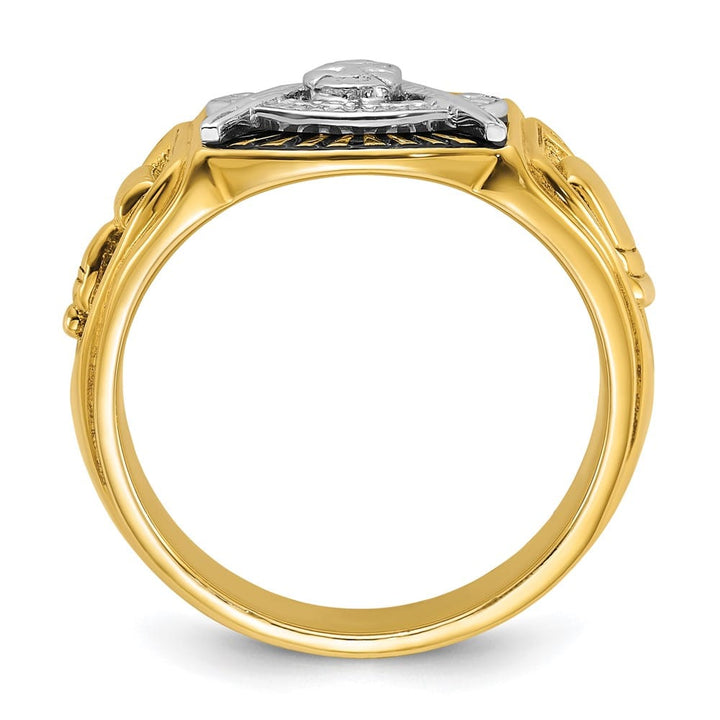 14k Two-Tone Gold IB Goodman with Black Enamel Past Master Men's Ring Stock Size 10 Ring Are Refundable
