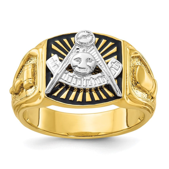14k Two-Tone Gold IB Goodman with Black Enamel Past Master Men's Ring Stock Size 10 Ring Are Refundable