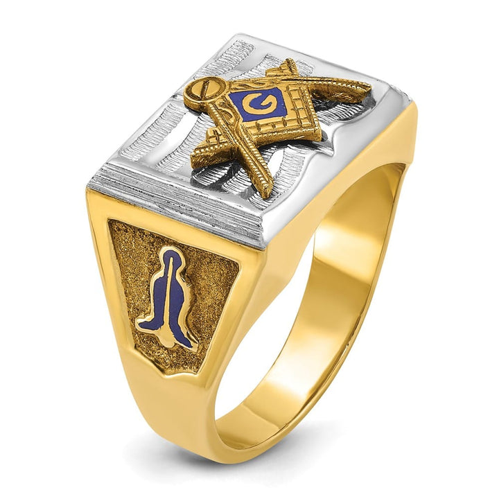 14k Two-Tone Gold IB Goodman with Blue Enamel Blue Lodge Men's Ring Stock Size 10 Ring Are Refundable