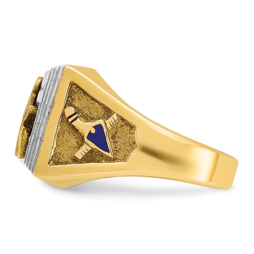 14k Two-Tone Gold IB Goodman with Blue Enamel Blue Lodge Men's Ring Stock Size 10 Ring Are Refundable
