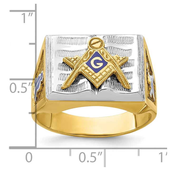 14k Two-Tone Gold IB Goodman with Blue Enamel Blue Lodge Men's Ring Stock Size 10 Ring Are Refundable